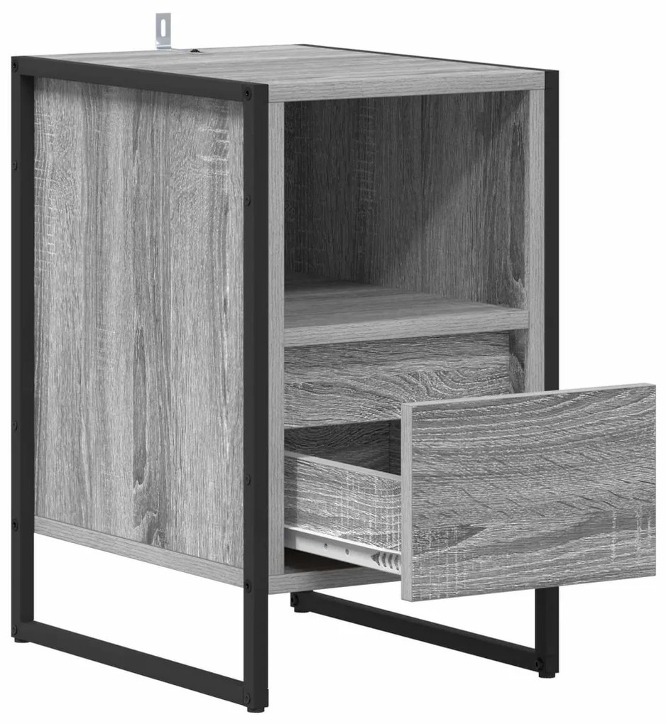 vidaXL Éjjeli asztal fiókkal Szürke Sonoma 39,5 x 30 x 50 cm Faanyag