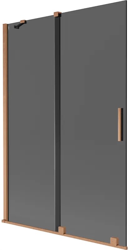 Mexen Velar, 2 szárnyas eltolható kádparaván 120 x 150 cm, 8mm szürke üveg, rézmatt, 896-120-000-41-65