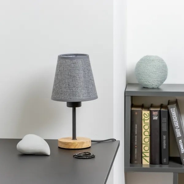 Brilagi - Asztali lámpa NUBILA WOOD 1xE27/25W/230V tölgy/szürke