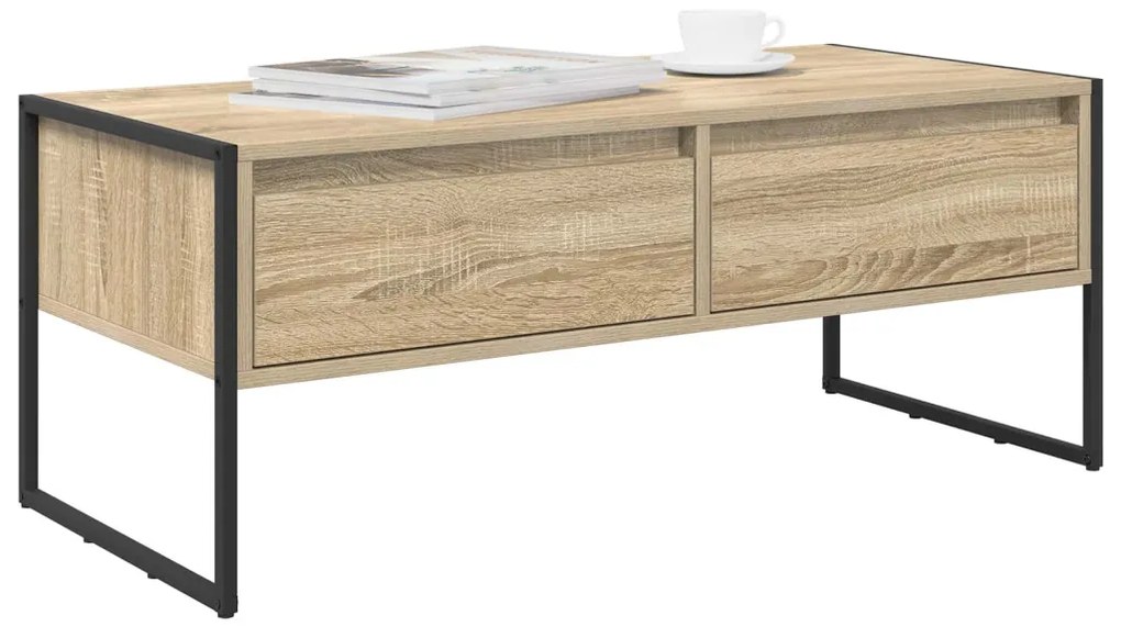 vidaXL Dohányzóasztal fiókkal Sonoma 100 x 46 x 40 cm Faanyag