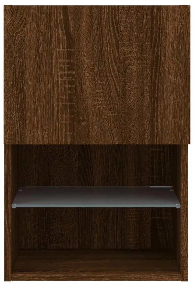 2 db barna tölgy színű TV-szekrény LED-ekkel 40,5 x 30 x 60 cm