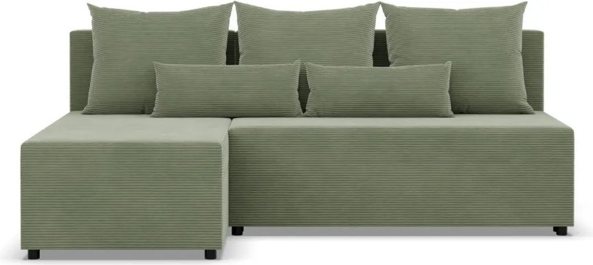 Nobu sarokkanapé, kordbársony, univerzális oldal, zöld