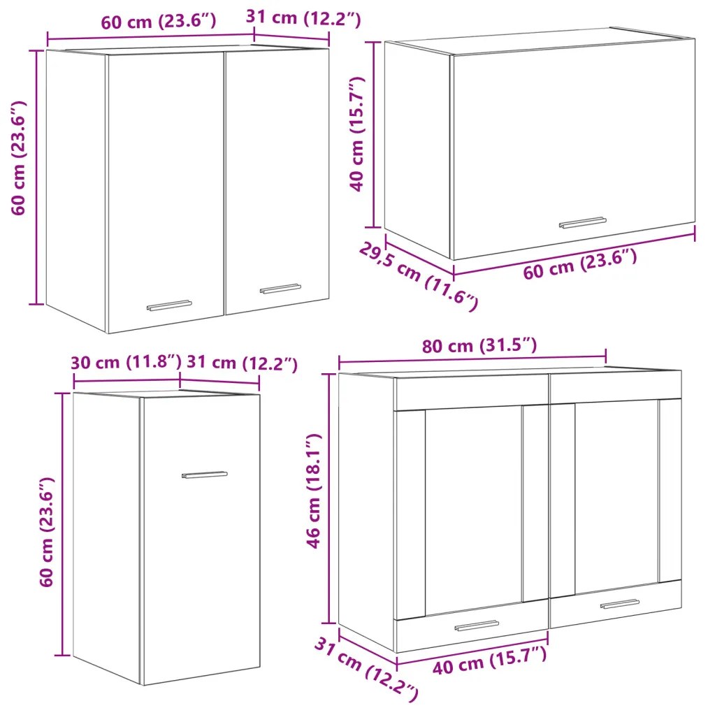 Konyhaszekrény garnitúra 8 pcs Füstölt tölgy 240 x 46 x 81.5 cm