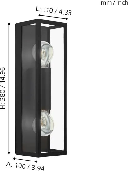 Eglo 99124 - Fürdőszobai fali lámpa AMEZOLA 2xE27/60W/230V IP44