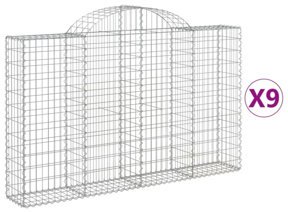 9 db íves horganyzott vas gabion kosár 200x30x120/140 cm