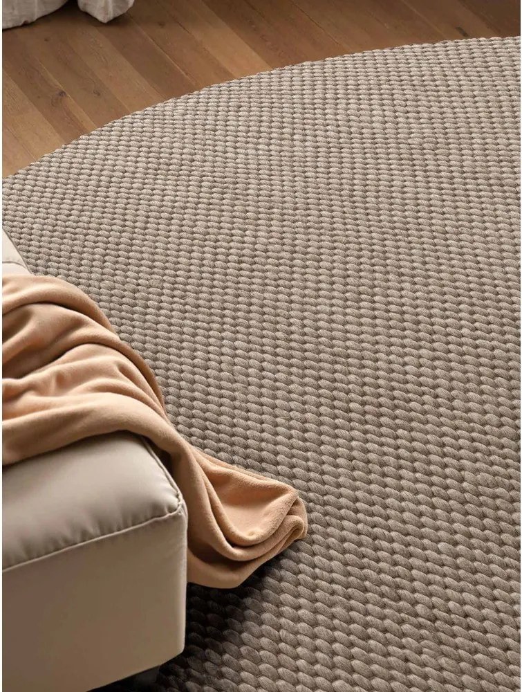 Bézs kézi szövésű gyapjú kerek szőnyeg ø 160 cm Lyon Beans – Elle Decoration