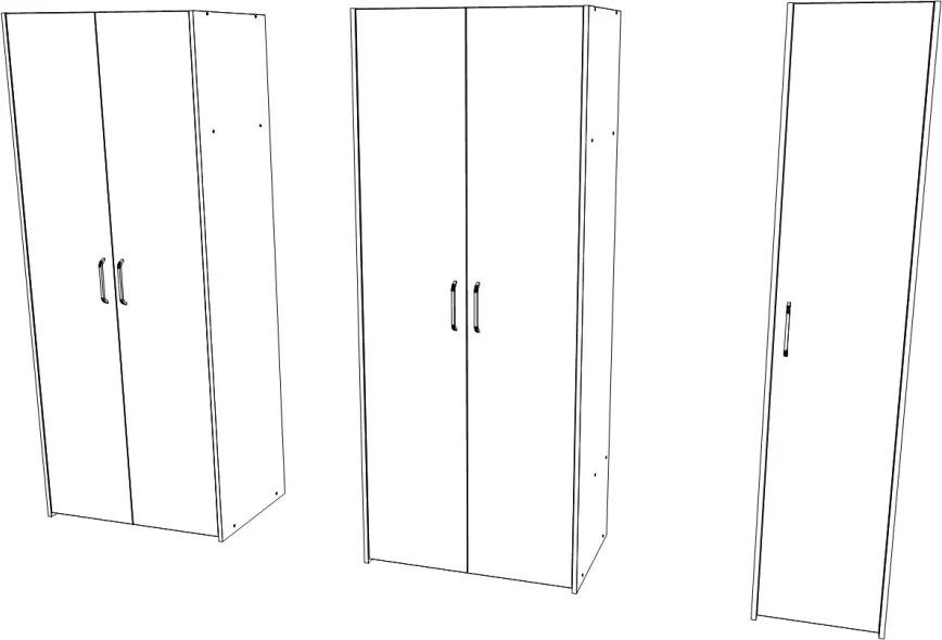 Malmo V1 gardróbrendszer, Fehér tölgy / Antracit, 204 cm