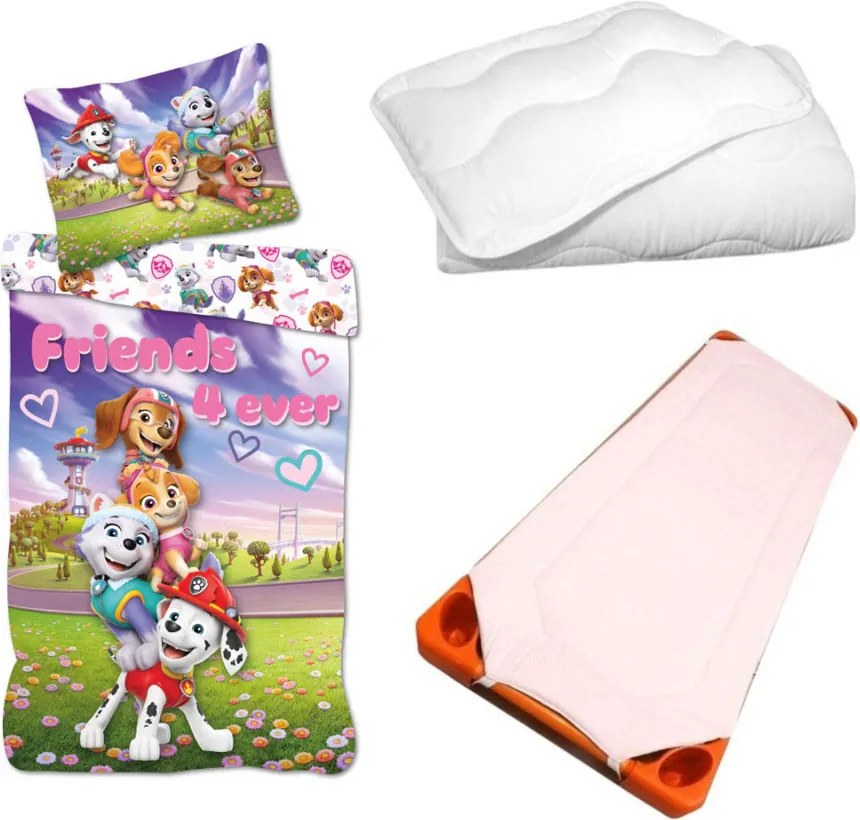 Mancs Őrjárat Friends 4 ever gyerek, ovis ágyneműhuzat, derékalj és paplan/párna szett 100x135 cm 40x60 cm