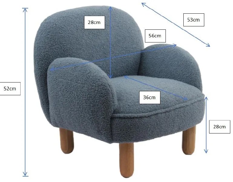 Kék buklé gyerek fotel Rocky – Vipack