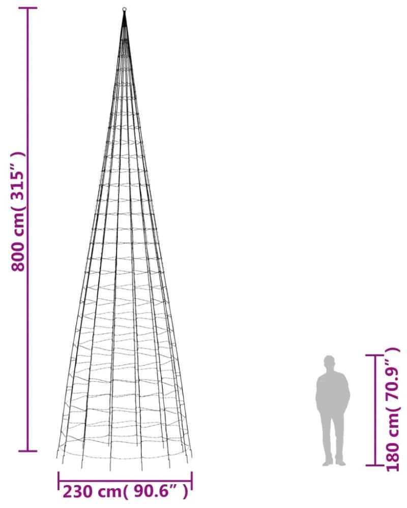 hideg fehér LED karácsonyfa zászlórúdra 3000 LED 800 cm