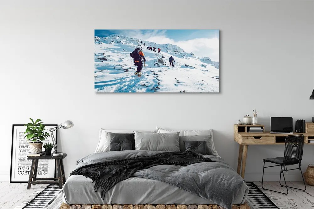 Canvas képek Hegymászás a hegyekben télen 100x50 cm