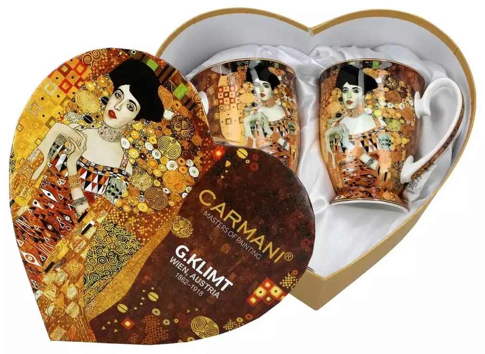 Gustav Klimt porcelán bögre szett szív alakú díszdobozban Adele