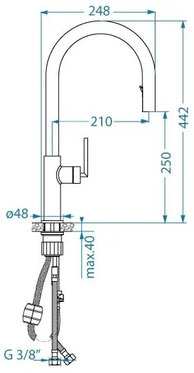 ALVEUS 1150895 - Mosogatócsap kihúzható permetezővel ORION 44,2 cm fekete