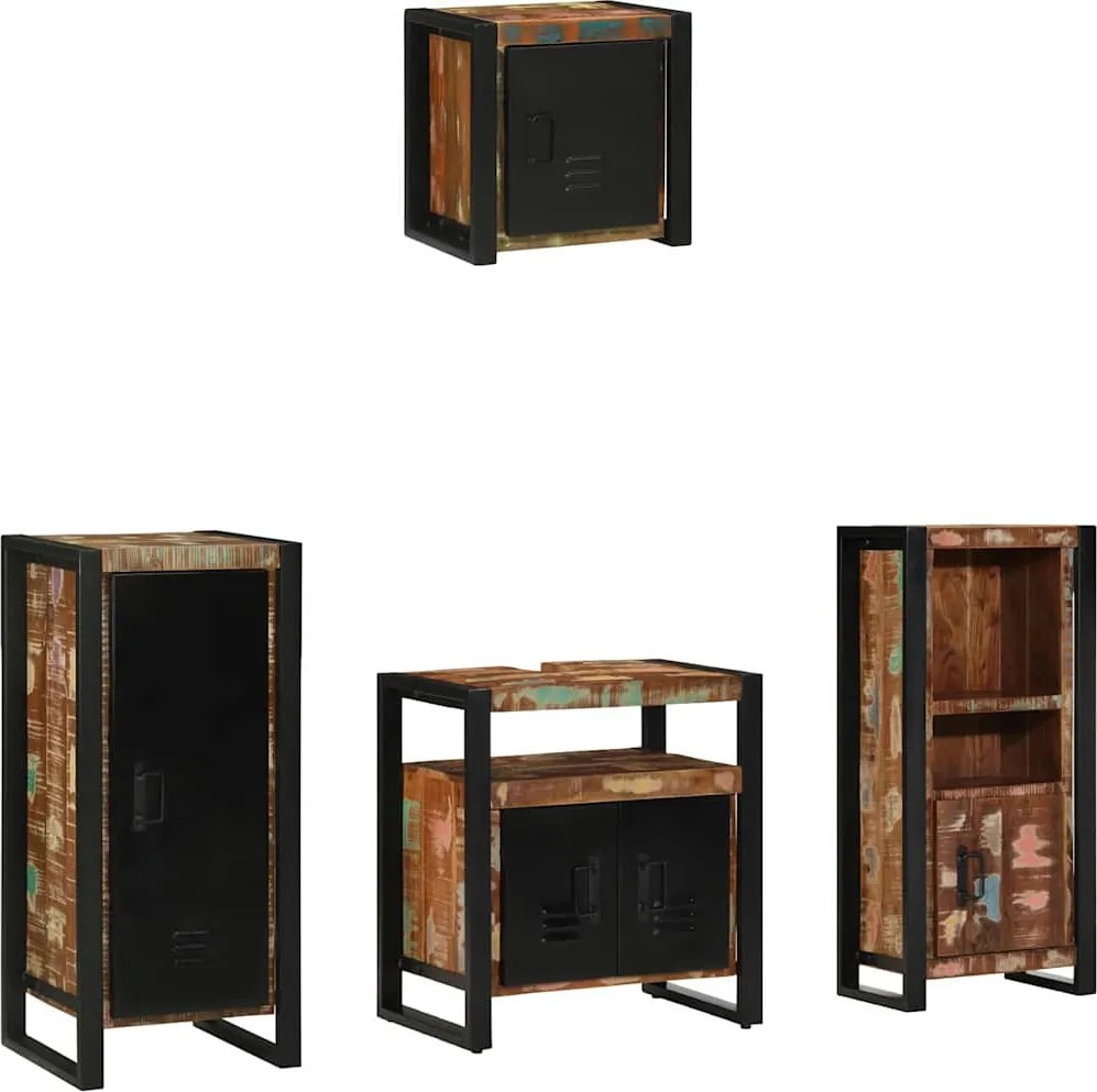 vidaXL Fürdőszoba bútor szett 4 pcs Szilárd Újrahasznosított Fa