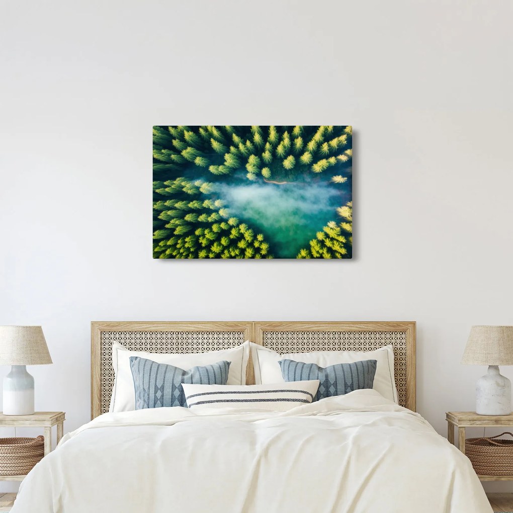 Kép - Egy ködbe burkolt erdő (90x60 cm)