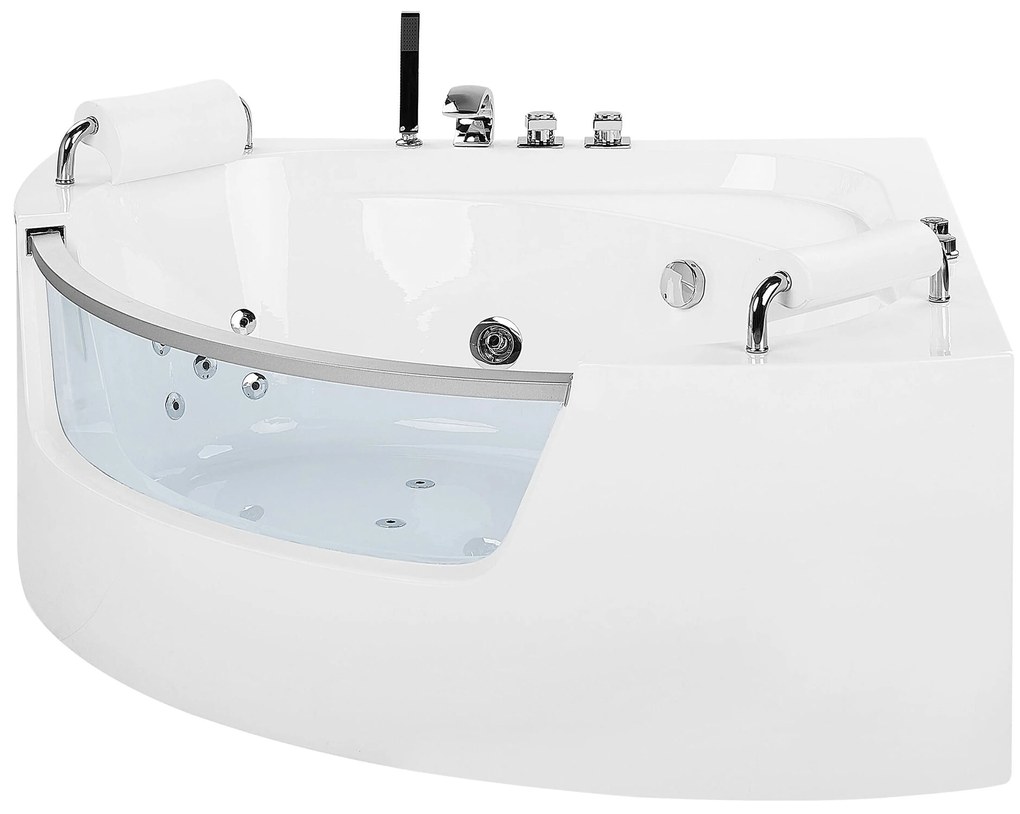Fehér whirlpool masszázskád LED világítással 187 x 136 cm MANGLE Beliani