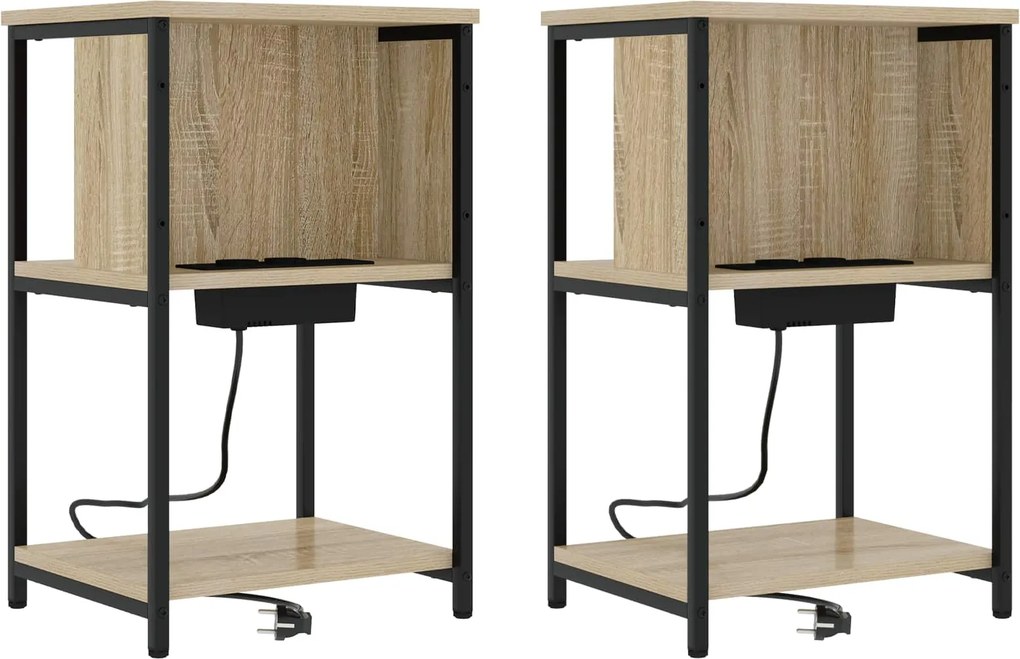 vidaXL Éjjeliszekrény 2 pcs Sonoma tölgy 38 x 31 x 61 cm Faanyag