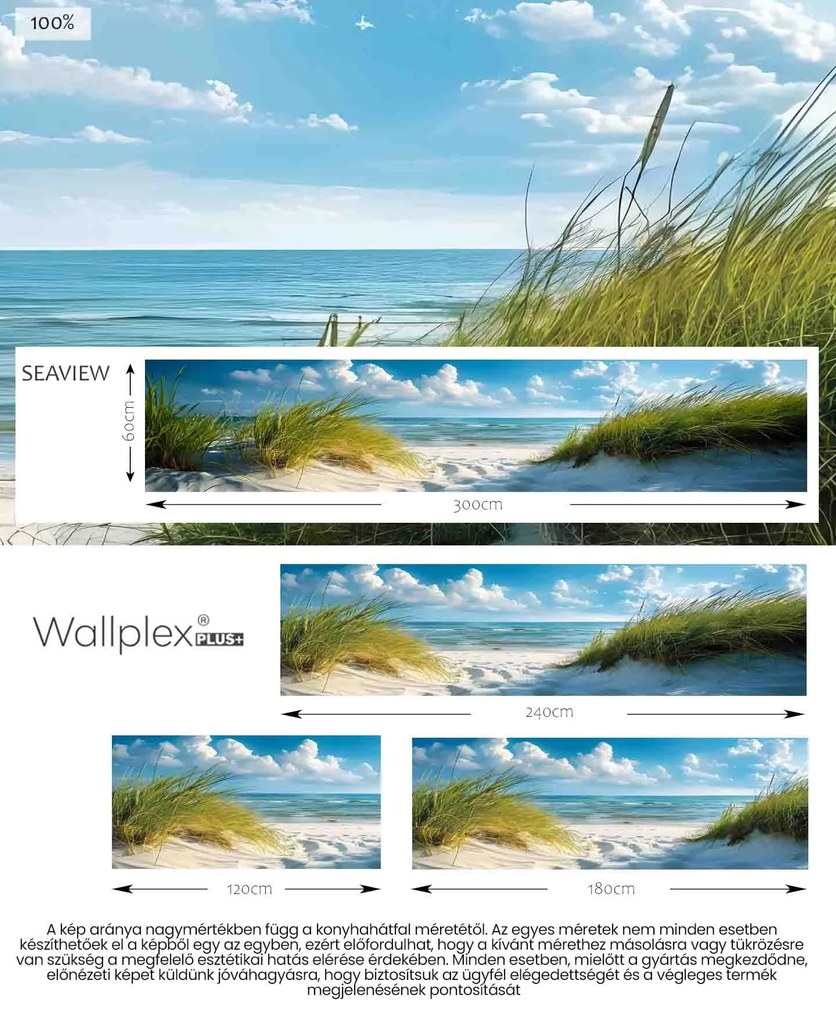 Wallplex konyhahátfal Seaview (Méret: 60x180)