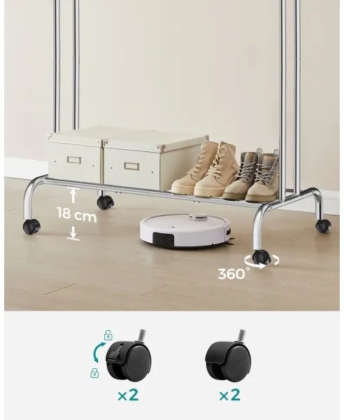 LINEA mobil álló ruhafogas, ezüst