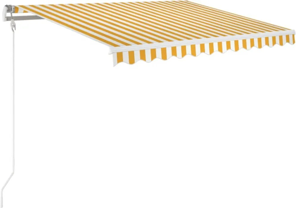 vidaXL sárga és fehér automata napellenző 350 x 250 cm