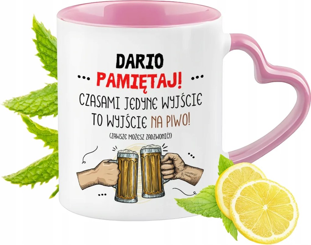 Daria bögre Rózsaszín, szív alakú füllel Kávé ajándék