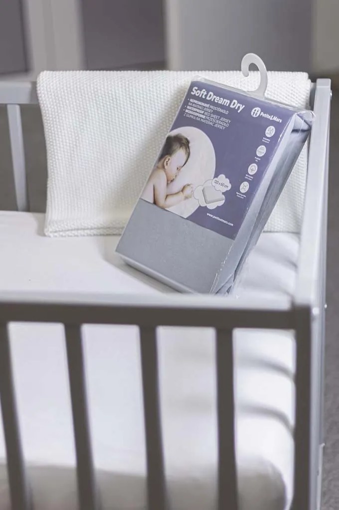 PETITE&MARS Vízhatlan lepedő Soft Dream Dry 120 x 60 Grey