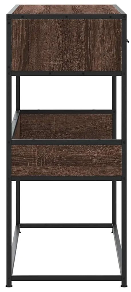 barna tölgyszínű szerelt fa tálalóasztal 90x35x80 cm
