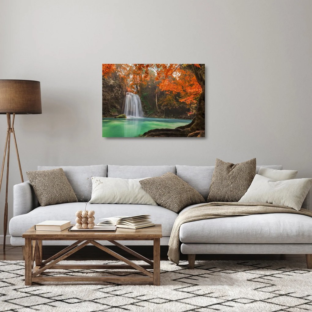 Üveg kép - Vízesés Thaiföldön (70x50 cm)