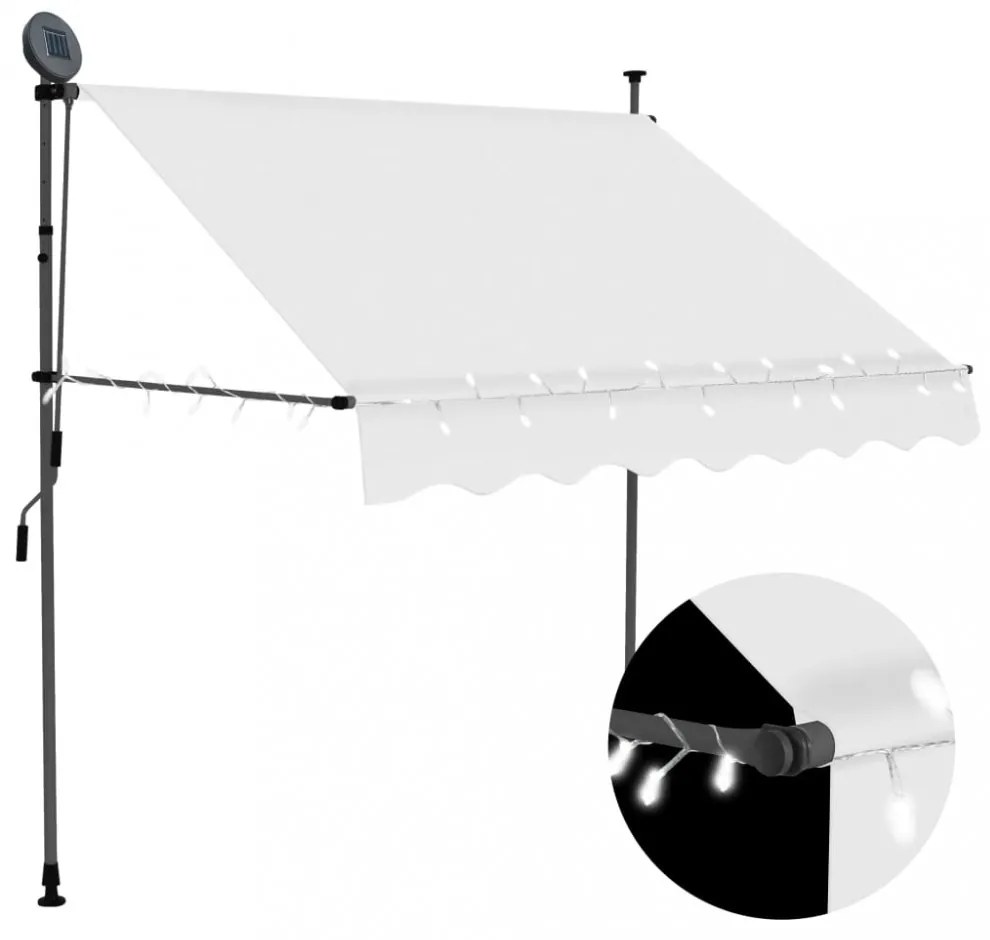 krémszínű kézzel kihúzható LED-es napellenző 150 cm