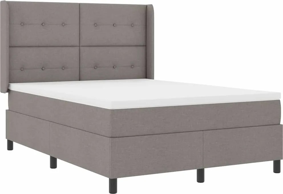 vidaXL LED Box Spring Ágy matracmal Tópszínű 140 x 190 cm szövet