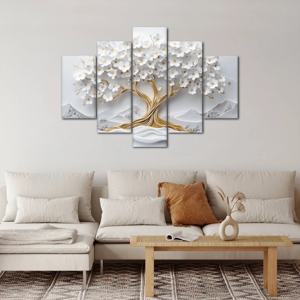 Kép – 3D elegáns életfa virágokkal (150x105 cm)
