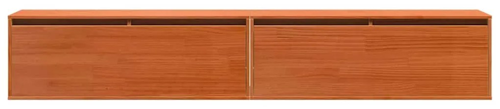 Fali Szekrények 2 pcs Viaszbarna 100 x 30 x 35 cm Tömör fenyőfa