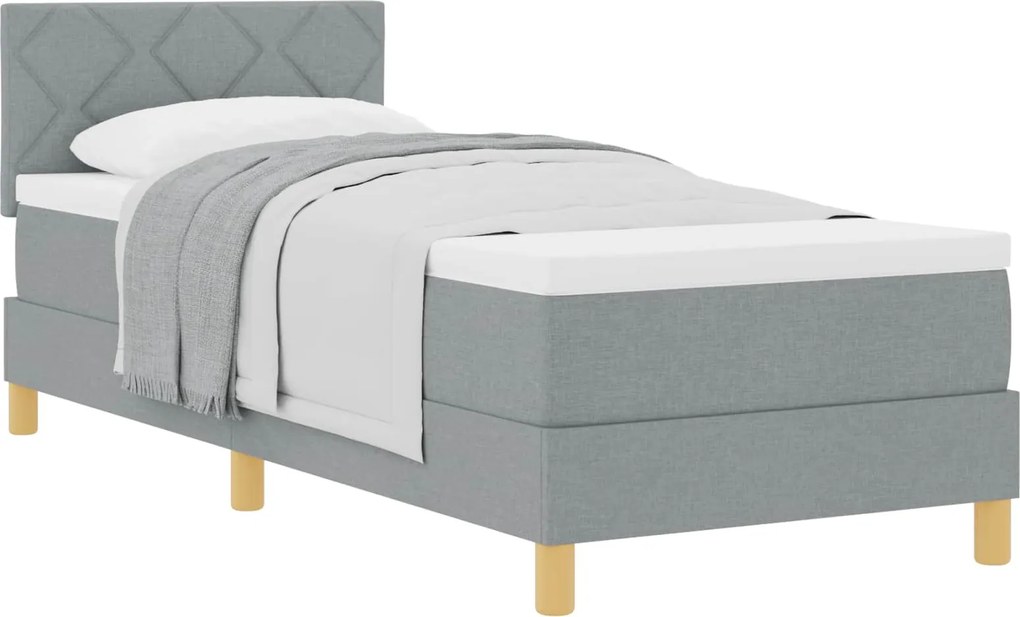 vidaXL Boxrugós ágy matracmal Világosszürke 80 x 200 cm szövet
