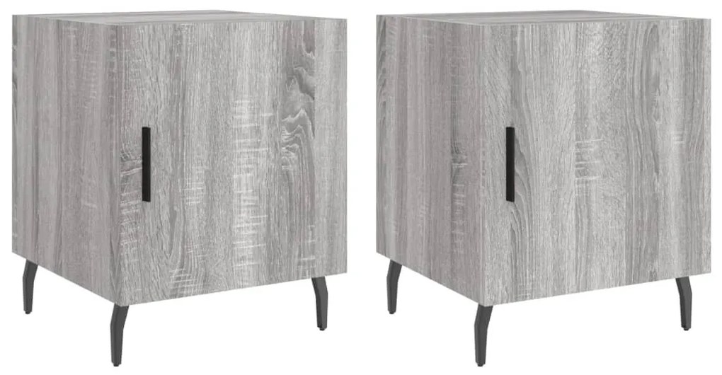 2 db szürke sonoma színű szerelt fa éjjeliszekrény 40x40x50 cm