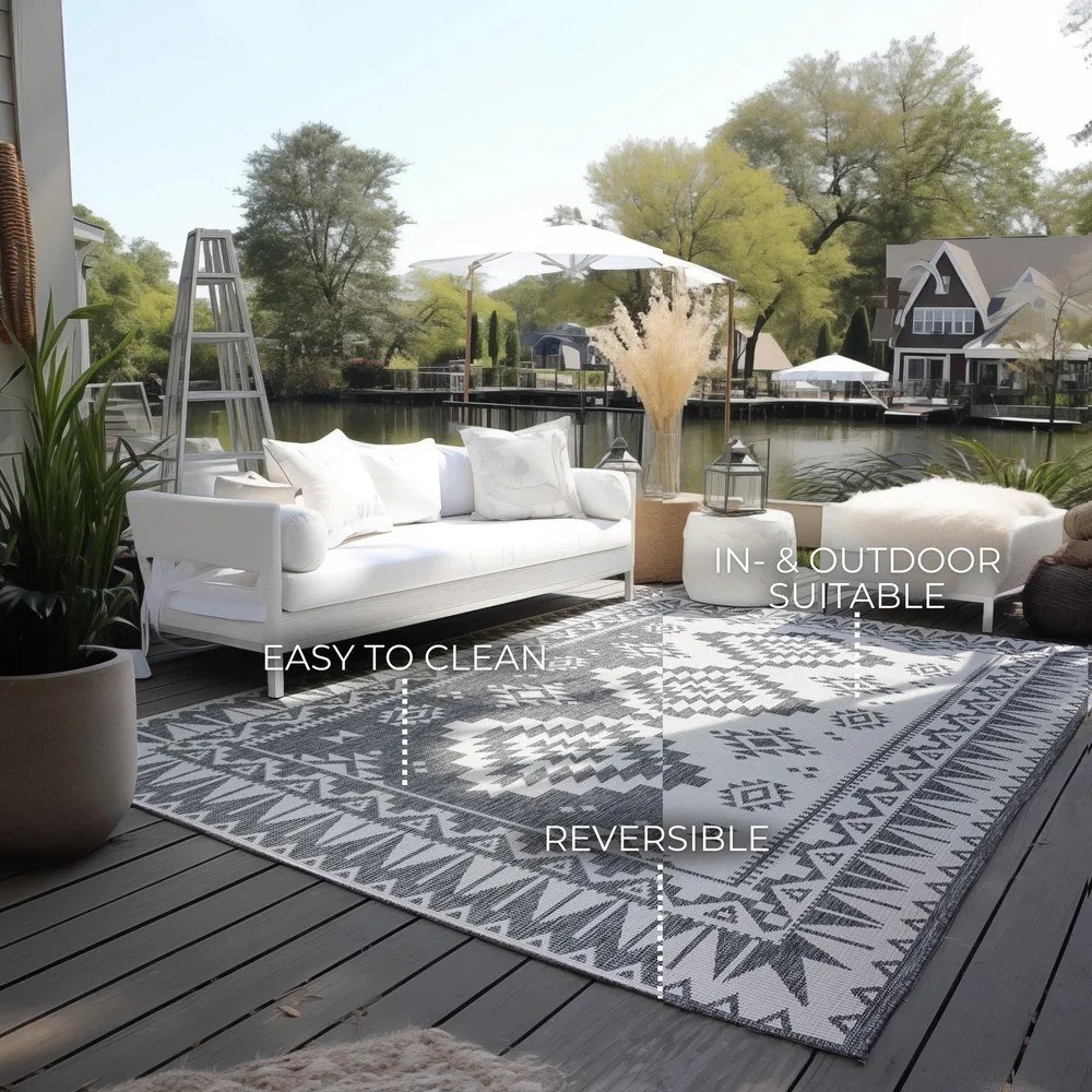Szürke-krémszínű kültéri szőnyeg 160x230 cm Gemini – Elle Decoration