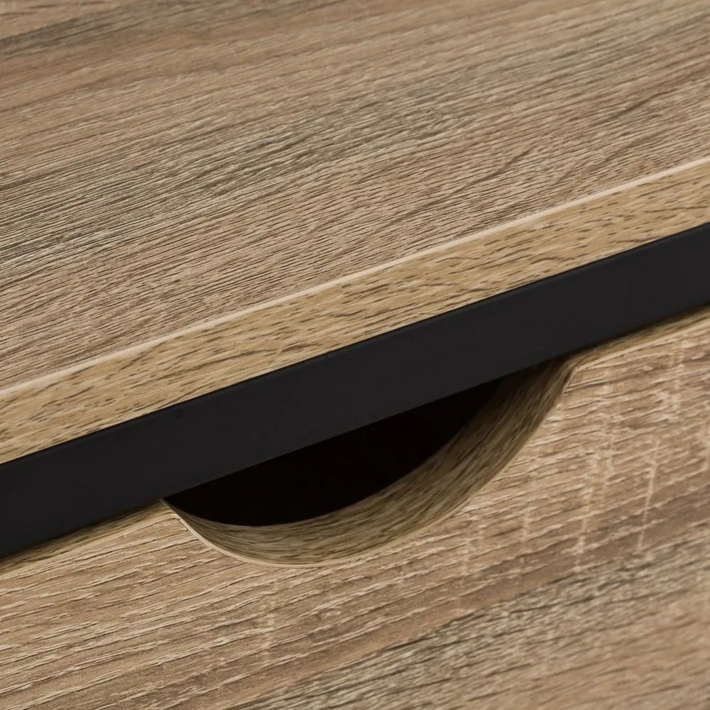 Fekete-natúr színű könyvespolc tölgyfa dekorral 60x180 cm Urban – Casa Selección