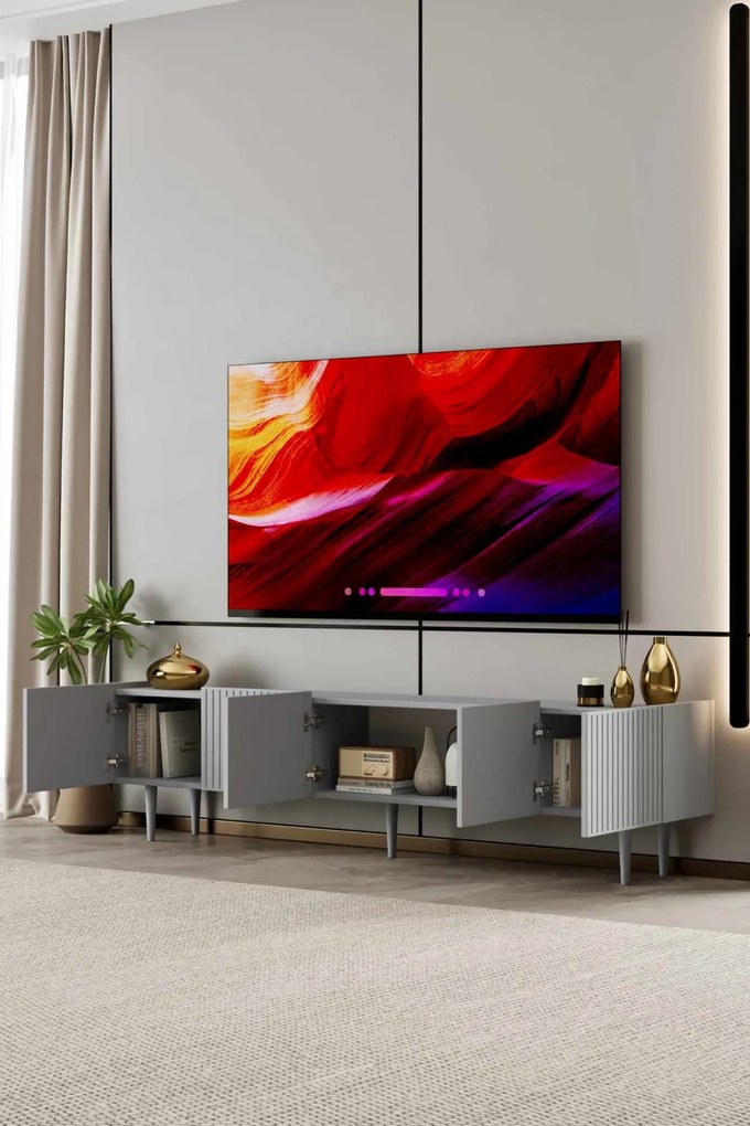 Capella TV-állvány, világosszürke, 200 cm