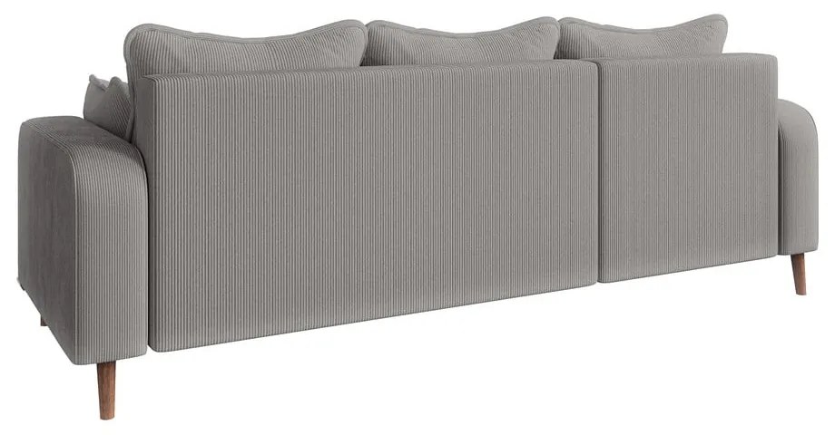 Világosszürke kordbársony sarokkanapé (bal oldali) Beata – Ropez