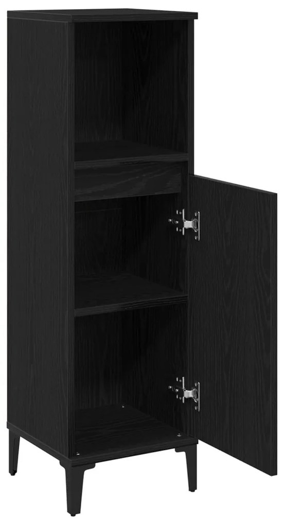 Fürdőszoba Szekrény Fekete Tölgy 30x30x100 cm Műanyag Fa