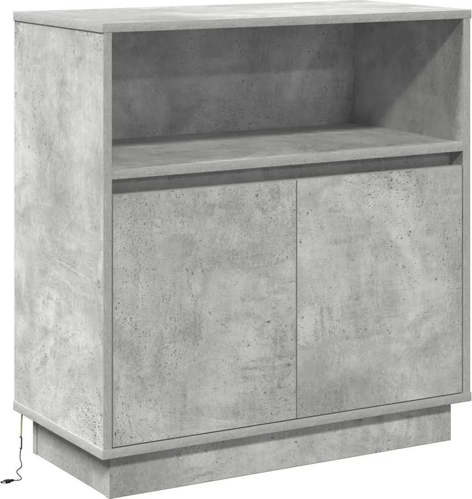 vidaXL LED tálaló Beton szürke 71 x 34,5 x 75 cm Faanyag