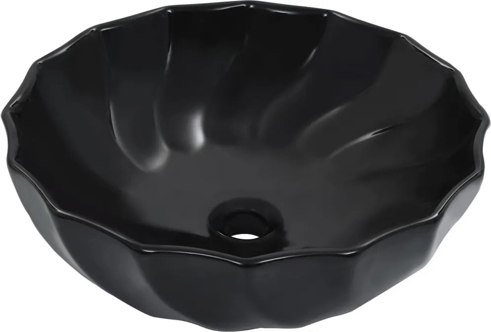 vidaXL fekete kerámia mosdókagyló 46 x 17 cm
