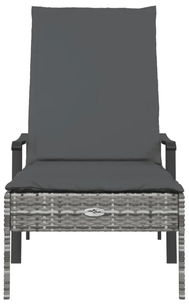 szürke polyrattan napozóágy párnával