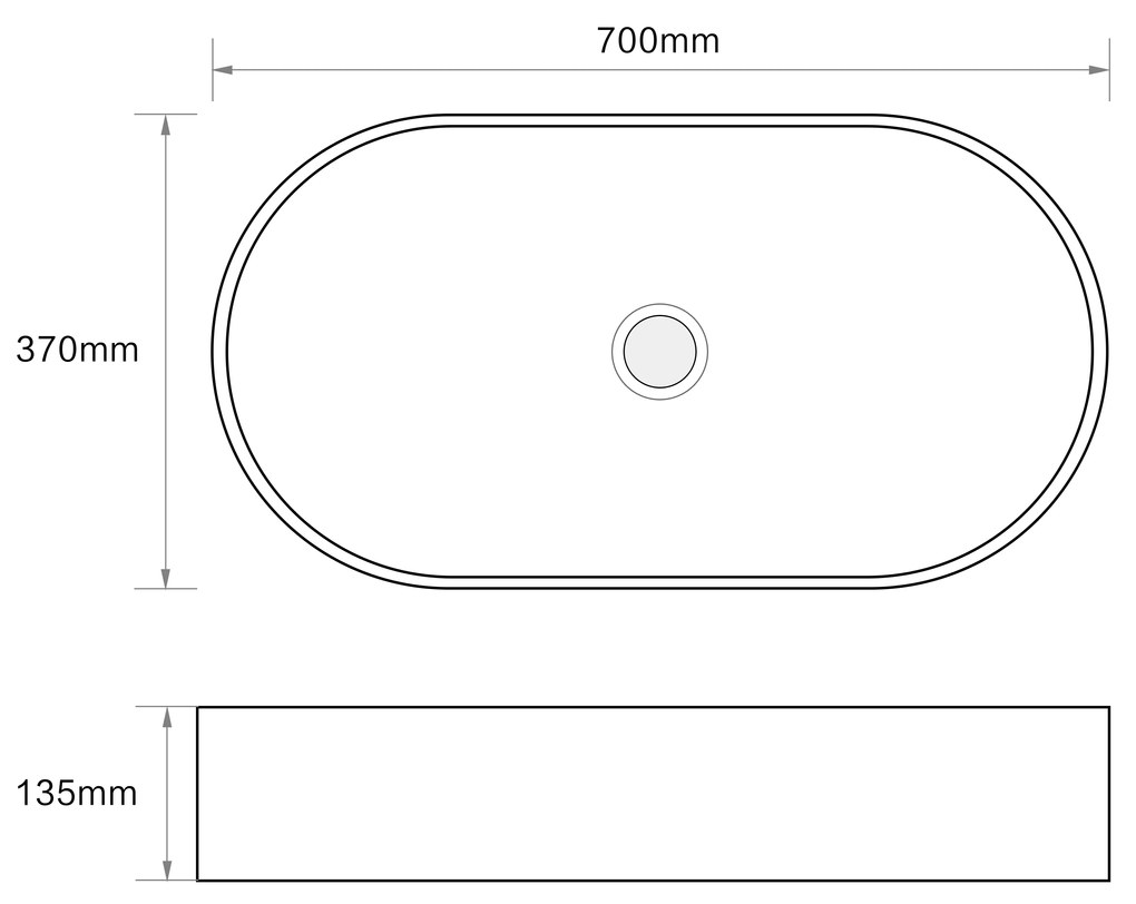 Erga Indigo, asztali mosogató 700x370x135 mm, fehér fényes, ERG-V03-9720C-WH