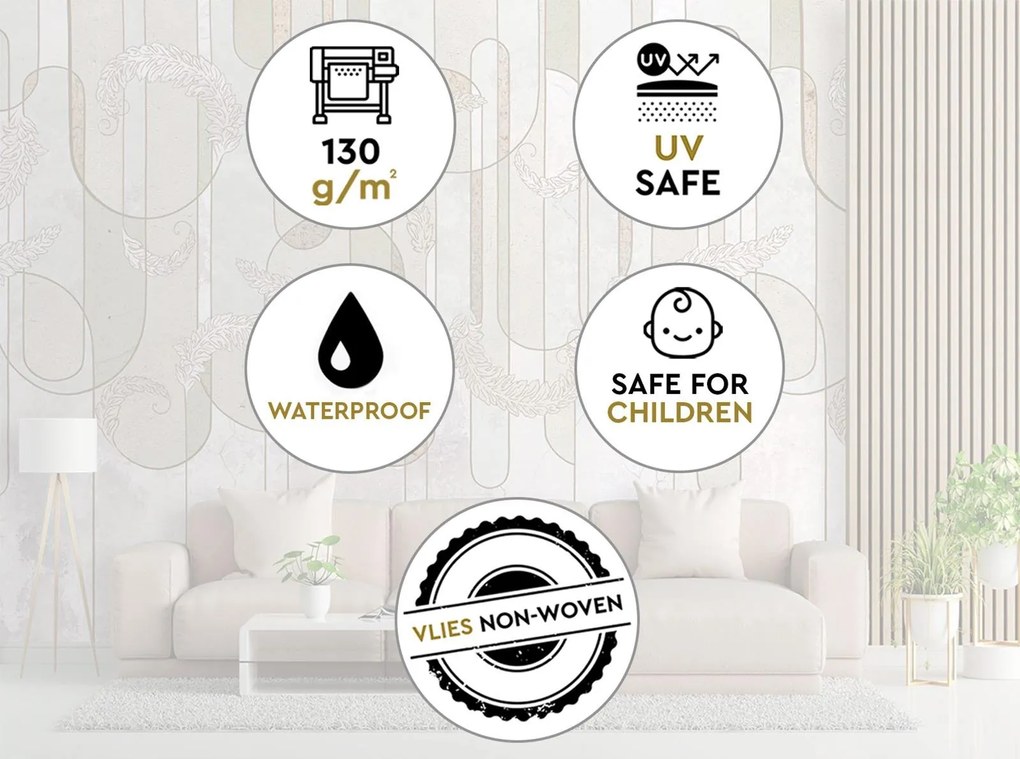 Gario Fotótapéta Skandináv minimalista absztrakció bézs színben Anyag: Vlies, Méret: 250 x 175 cm