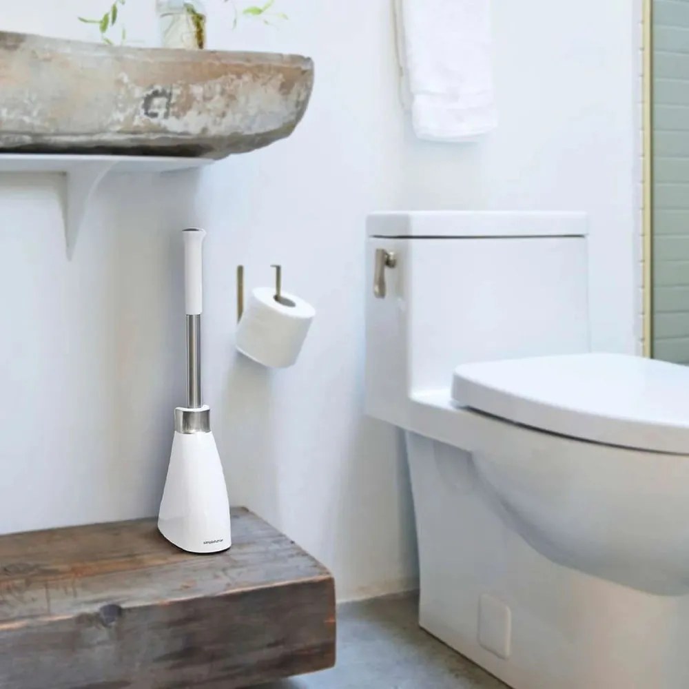 Fehér acél wc-kefe - simplehuman