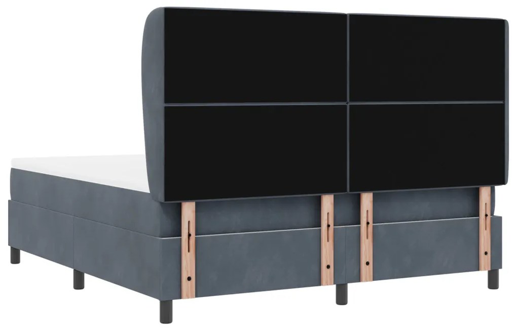 Boxspring Ágy Matraccal Sötétszürke 180x200 cm Bársonyos