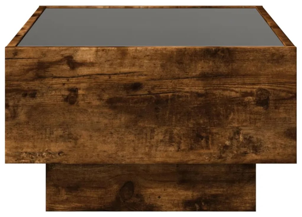 füstös tölgy szerelt fa dohányzóasztal LED-del 70 x 50 x 30 cm