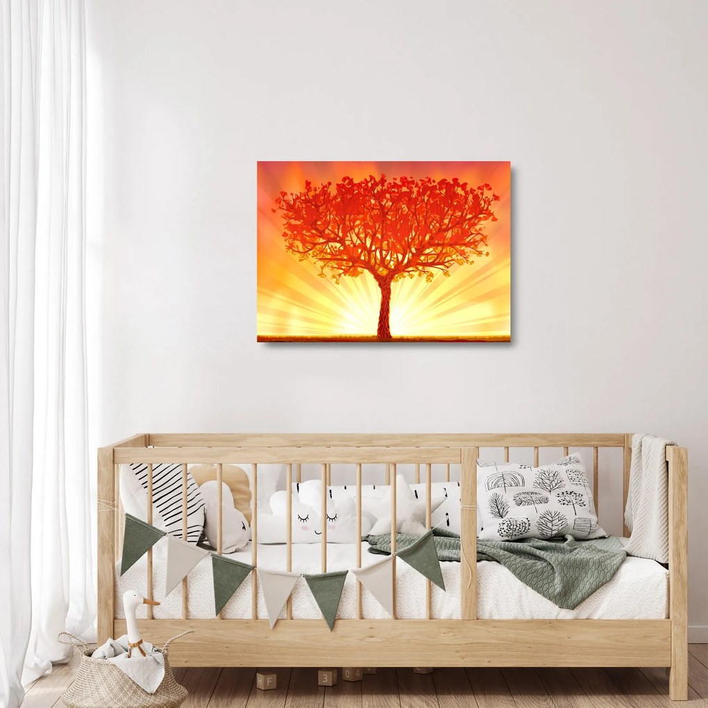 Kép - Fa a nap ragyogásában (üvegen) (70x50 cm)