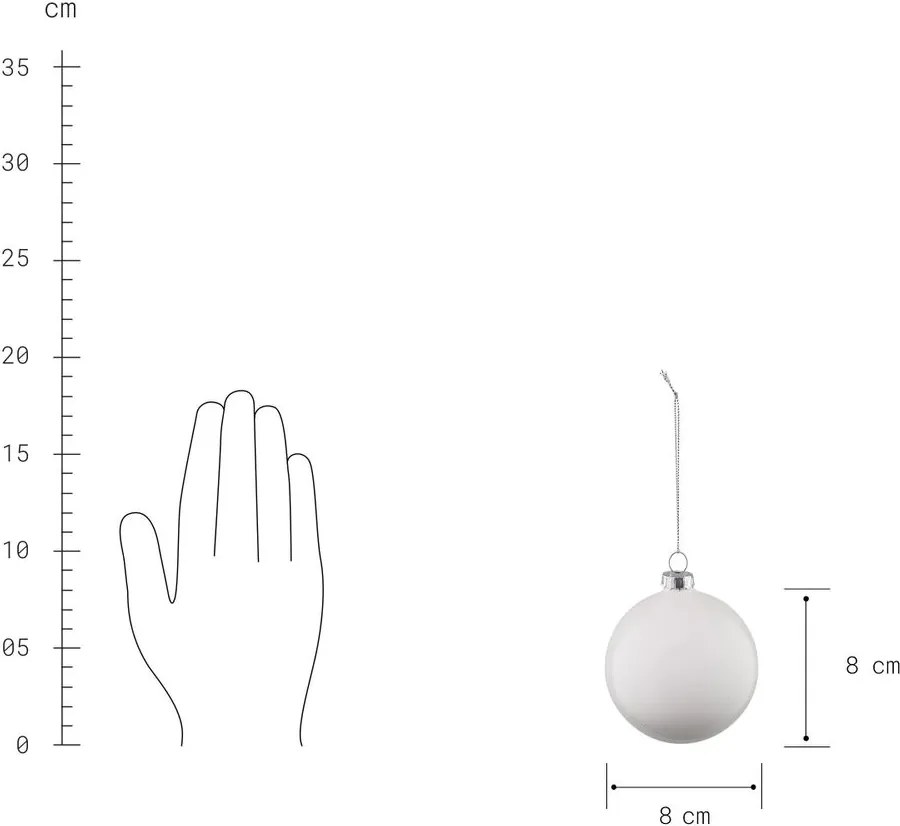 HANG ON üveggömb karácsonyfadísz, fényes fehér Ø 8cm