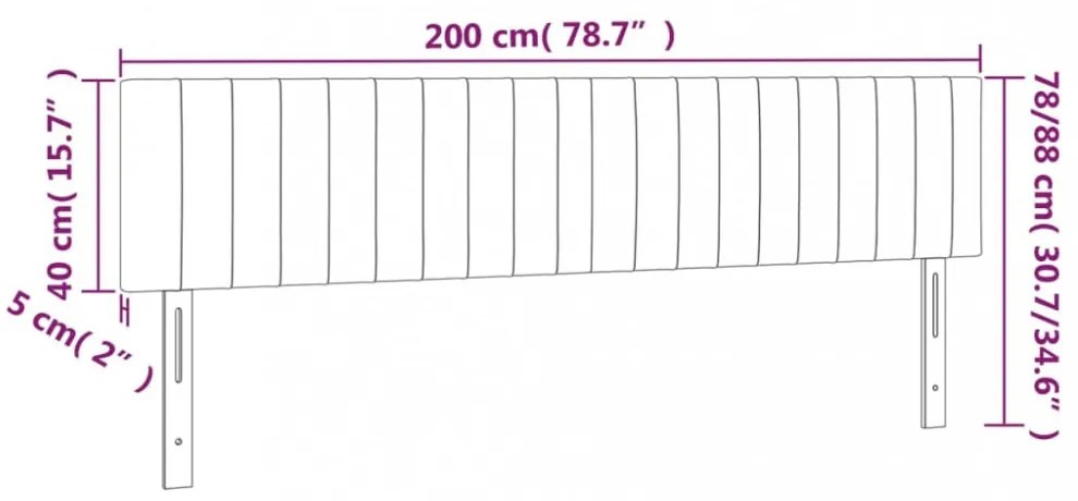 2 db sötétszürke bársony fejtámla 100x5x78/88 cm